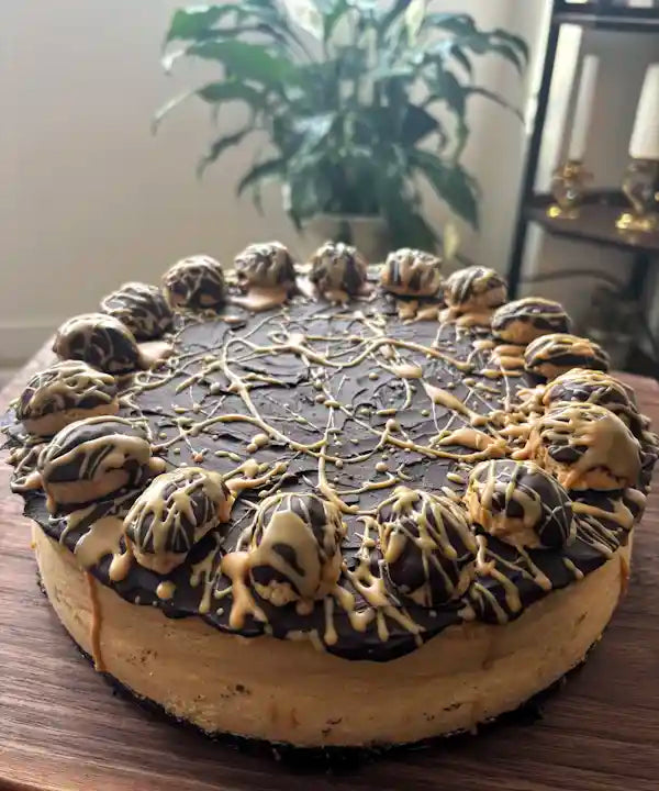 Peanut Butter Cheesecake on wooden table. Baked in Ottawa delivery. Gatineau delivery